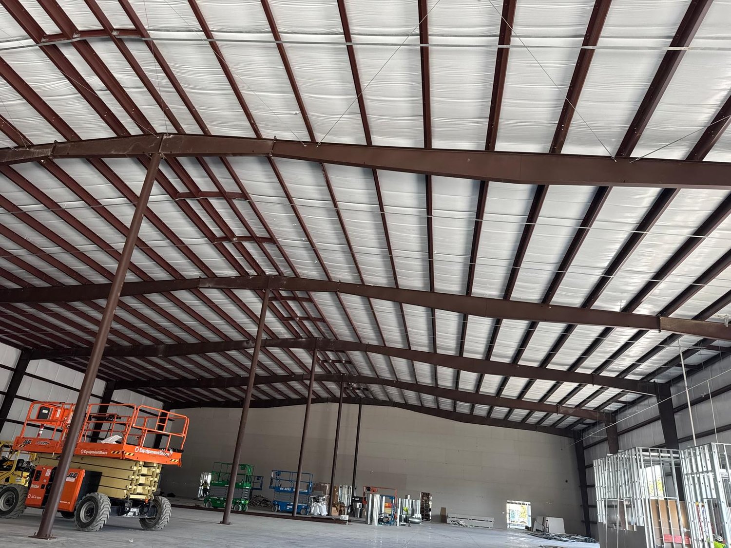 Steel frame interior of a warehouse in Charlotte NC